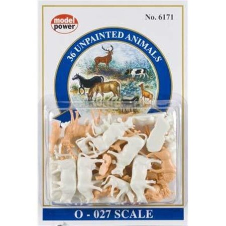 MODEL POWER Model Power MDP6171 36 Piece O Scale Unpainted Animals Figures MDP6171